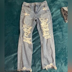 Distressed Light Blue High Rise Jeans